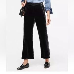 NWT J. Crew Velvet Peyton pants cropped elastic. Black size 2p petite